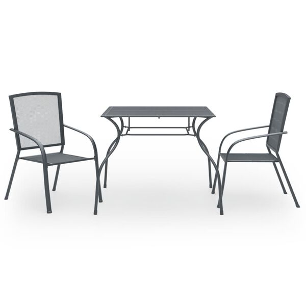 vidaXL Set Pranzo da Giardino 3 pz in Acciaio Antracite