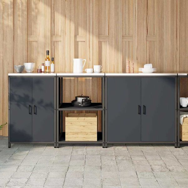 vidaXL Set di Stoccaggio per Cucina con lo scaffale 3 pcs Antracite