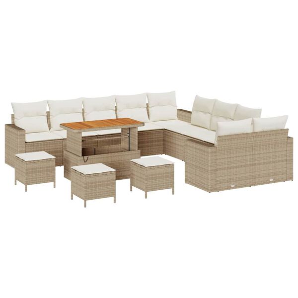 vidaXL Set Divano da Giardino 14 pcs Beige polyrattan