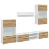 vidaXL Mobile TV 5 pz con Illuminazione a LED Rovere Artigianale