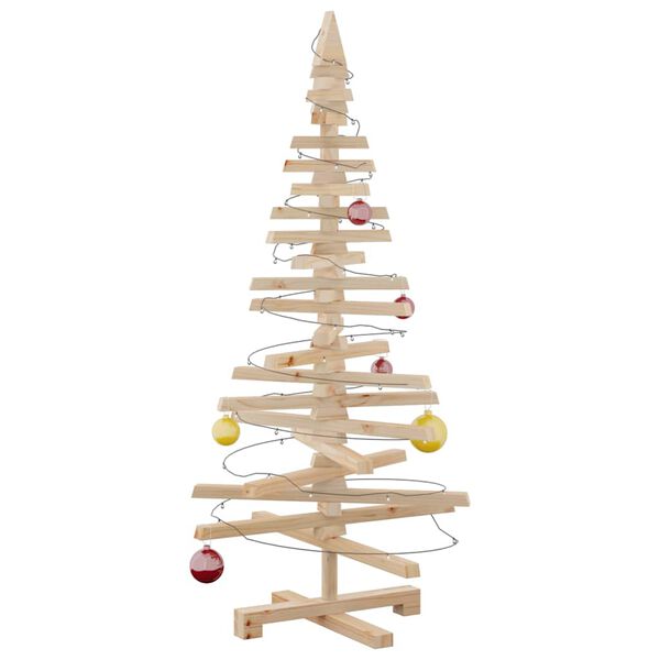 vidaXL Albero di Natale Decorativo in Legno 120 cm Legno Massello Pino
