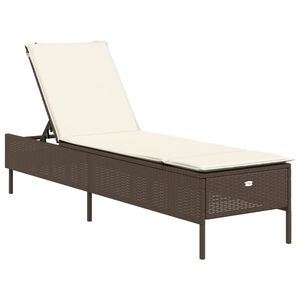 vidaXL Lettino Prendisole con Cuscino Marrone in Polyrattan