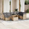 vidaXL Set Divano da Giardino 9 pz con Cuscini Beige in Polyrattan