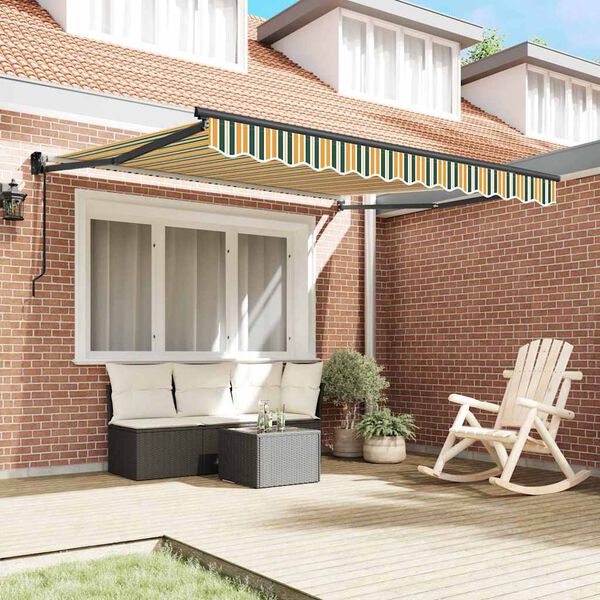 vidaXL Tenda da Sole Verde e Giallo 300 x 250 x 165 cm Poliestere