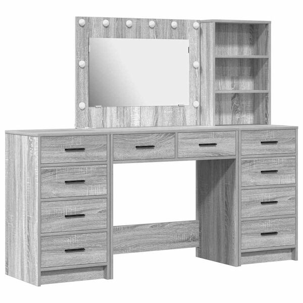 vidaXL Tavolo da Trucco 3 pcs Grigio Sonoma Legno multistrato