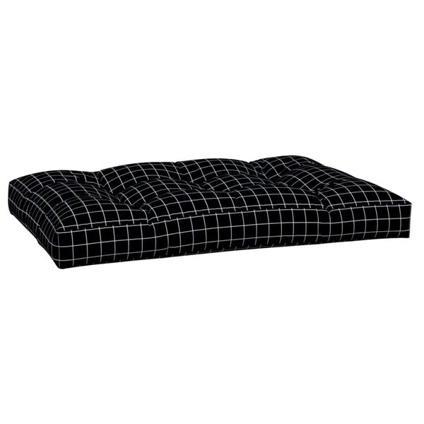 vidaXL Cuscino per Pallet Motivo a Quadri Nero 120x80x12 cm in Tessuto