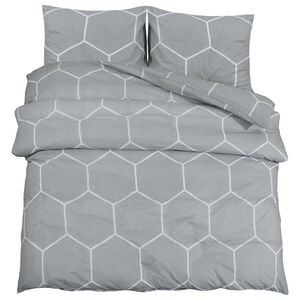 vidaXL Set Copripiumino Grigio e Bianco 140x200 cm in Cotone