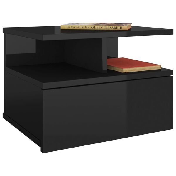 vidaXL Comodini Pensili 2pz Nero Lucido 40x31x27 cm Legno Multistrato