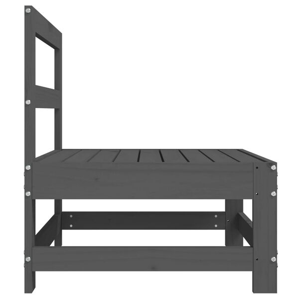 vidaXL Divano Centrale da Giardino Grigio in Legno Massello di Pino