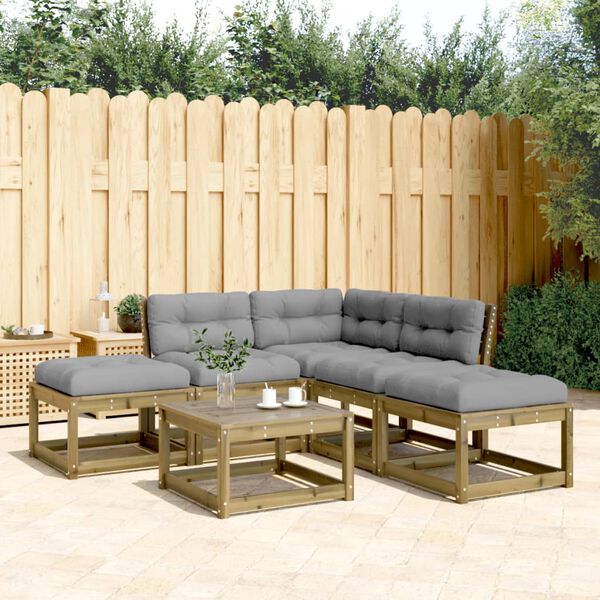 vidaXL Set Divani da Giardino 5pz con Cuscini Legno Impregnato di Pino