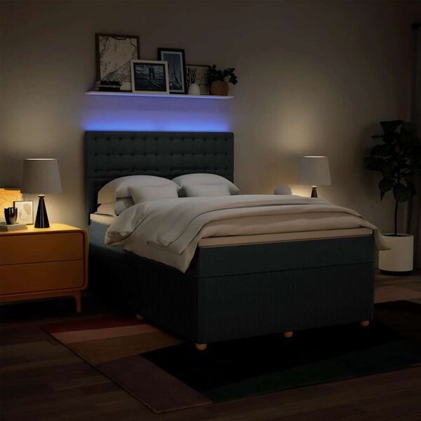 vidaXL Giroletto a Molle con Materasso Blu 140x200 cm in Tessuto