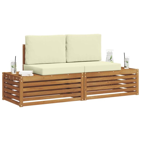 vidaXL Set di divani da esterno con cuscino 2 Pezzo Naturale e Crema