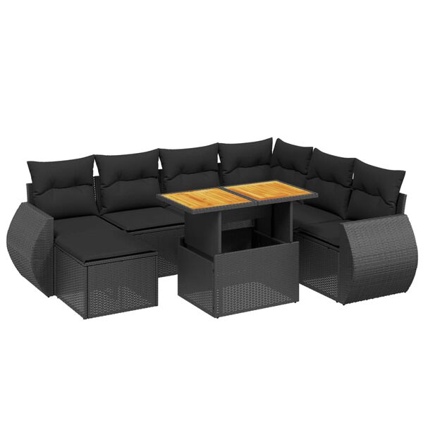 vidaXL Set Divani da Giardino con Cuscini 8 pz Nero in Polyrattan