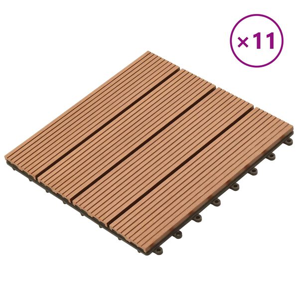 vidaXL Piastrella per Decking 11 pcs Marrone 30 x 30 cm WPC