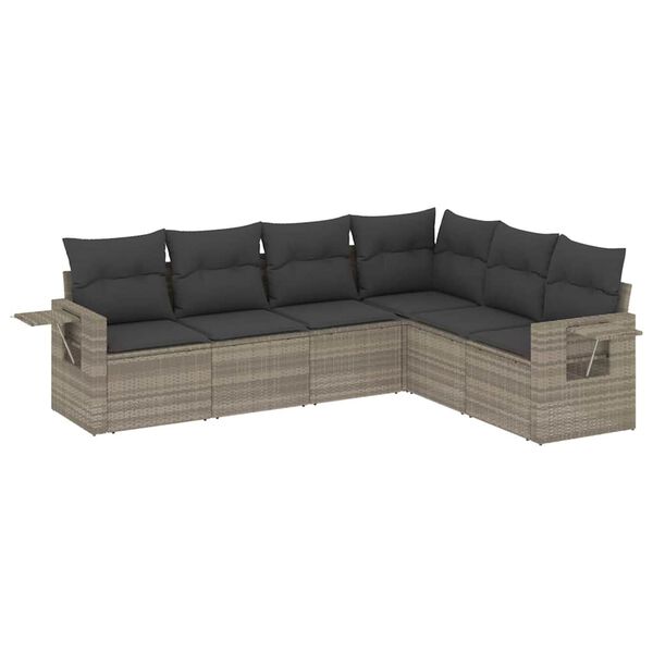 vidaXL Set Divano da Giardino 6pz con Cuscini Grigio Chiaro Polyrattan