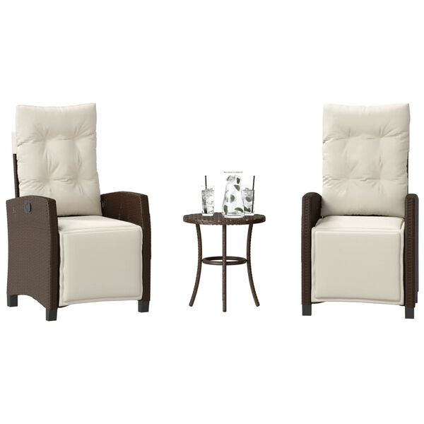 vidaXL Set Bistr&ograve; 3 pz con Cuscini Marrone in Polyrattan
