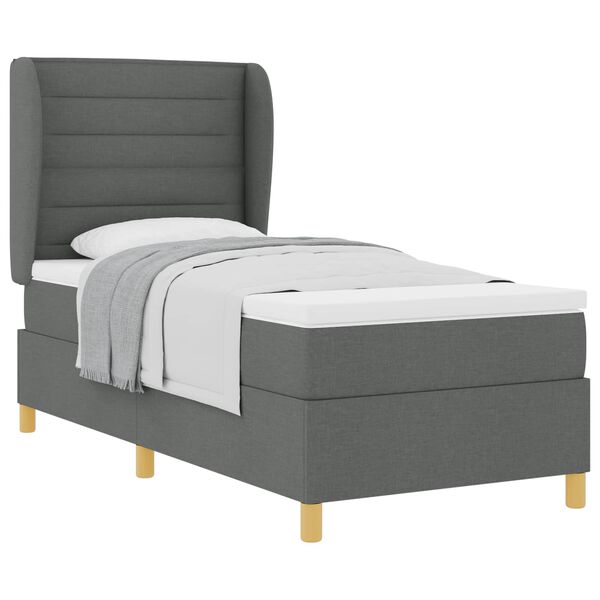 vidaXL Letto con molle e materasso Grigio Scuro 90x190 cm Tessuto