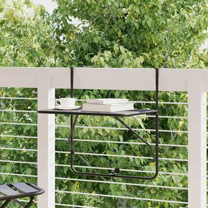 vidaXL Tavolo da Balcone Nero 60x40 cm in Acciaio