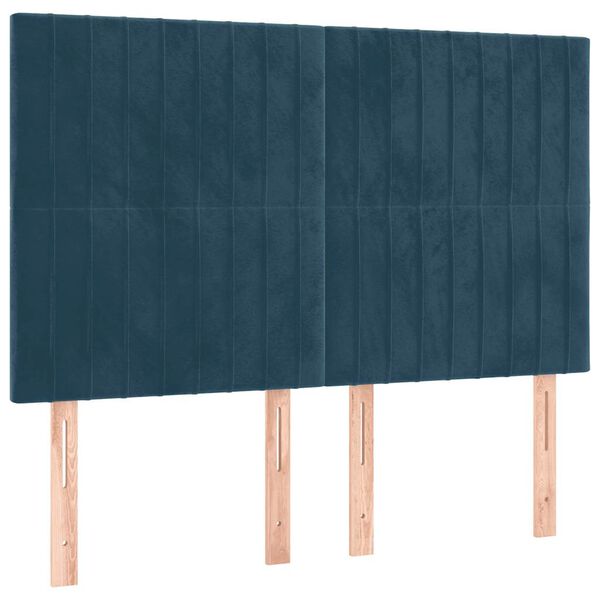 vidaXL Testiera Blu Scuro 144x5x118/128 cm Velluto