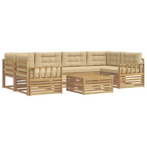 vidaXL Set di divani da esterno 7 pz Bianco e Beige Poliestere