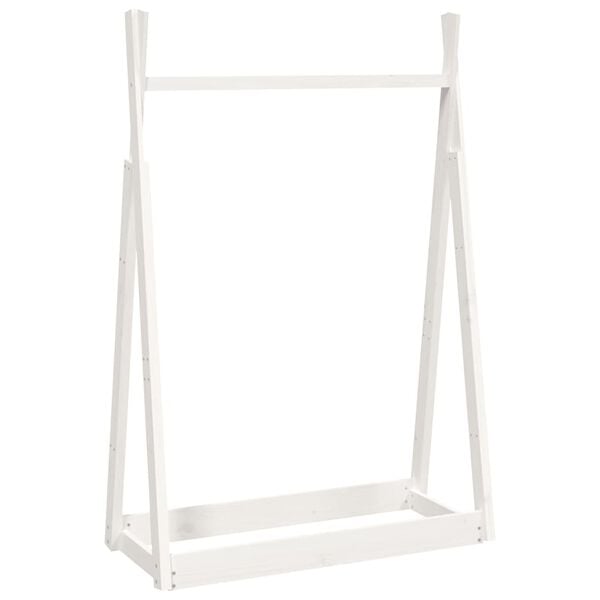 vidaXL Appendiabiti Bianco 100x45x150 cm in Legno Massello di Pino