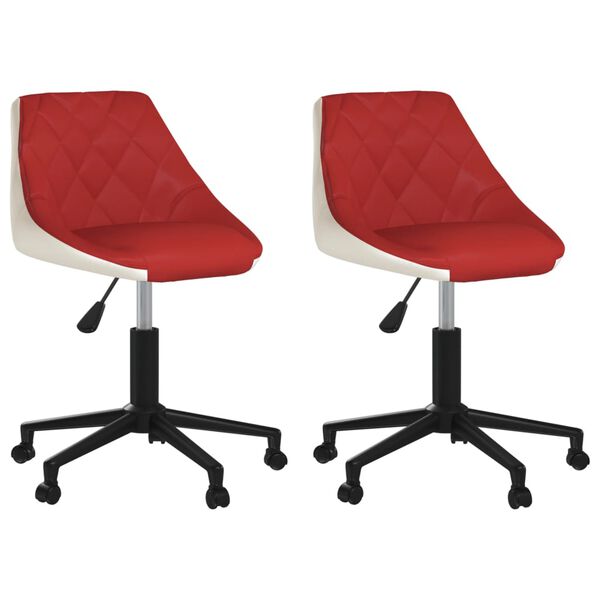 vidaXL Sedie da Pranzo Girevoli 2 pz Rosso Vino e Bianco in Similpelle