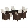vidaXL Set Bistr&ograve; da Giardino 7 pz con Cuscini in Polyrattan Marrone