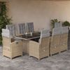 vidaXL Set da Pranzo da Giardino 9 pz con Cuscini Beige in Polyrattan