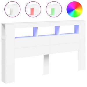 vidaXL Testiera LED Bianca 180x18,5x103,5 cm Legno Multistrato