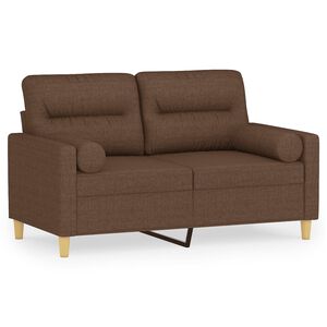 vidaXL Divano a 2 Posti con Cuscini Marrone 120 cm in Tessuto