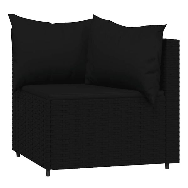 vidaXL Set Divani da Giardino 3 pz con Cuscini Nero in Polyrattan