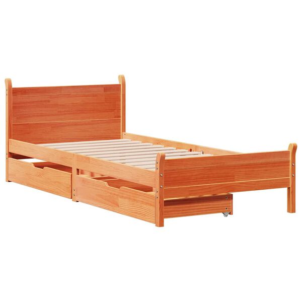 vidaXL Letto senza Materasso Marrone Cera 100x200 cm in Legno di Pino