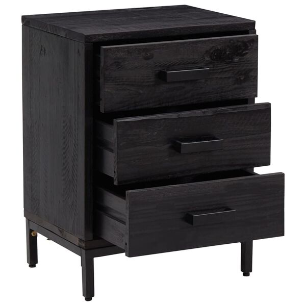 vidaXL Comodino Nero 40x30x55 cm Legno Massello di Pino Riciclato