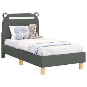 vidaXL Struttura letto per bambini con testata Grigio Scuro Tessuto