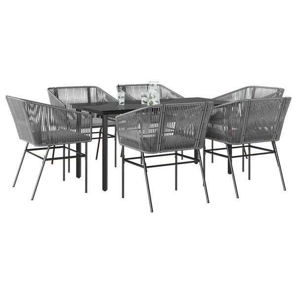 vidaXL Set da Pranzo da Giardino 7 pz con Cuscini Polyrattan Vetro