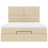 vidaXL Struttura Letto Pouf con Materasso Crema 140x190 cm in Tessuto
