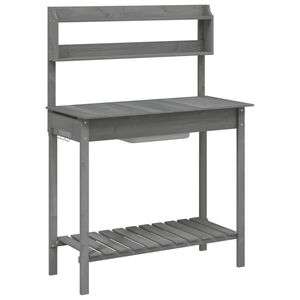 vidaXL Tavolo Invaso con Lavello Grigio 147,5x44x139,5 Massello Abete