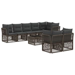 vidaXL Set Divano da Giardino 9 pcs Grigio polyrattan