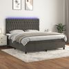 vidaXL Letto a Molle con Materasso e LED Grigio Scuro 160x200 cm