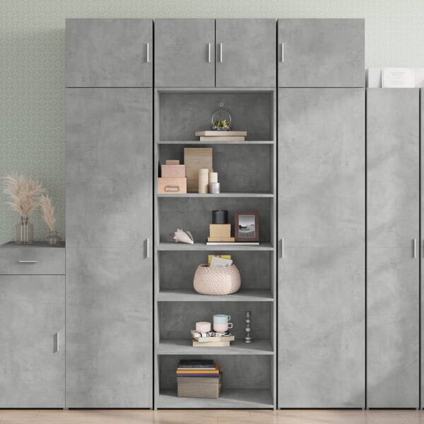 vidaXL Credenza Grigio Cemento 70x41x185 cm in Legno Multistrato