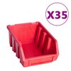vidaXL Kit Contenitori 141 pz con Pannelli a Parete Rosso e Nero