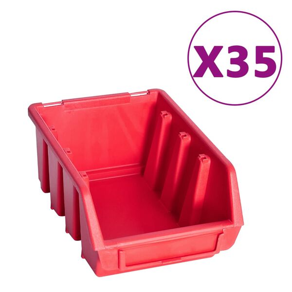 vidaXL Kit Contenitori 141 pz con Pannelli a Parete Rosso e Nero