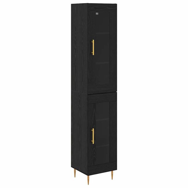 vidaXL Credenza 2 pcs Rovere Nero Vetro