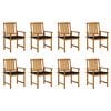 vidaXL Sedie da Giardino con Cuscini 8 pz in Legno Massello di Acacia