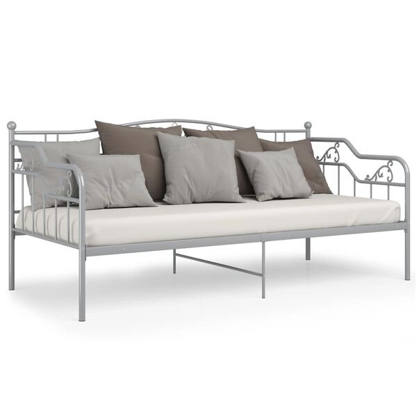 vidaXL Telaio Divano Letto Grigio in Metallo 90x200 cm