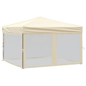 vidaXL Tenda per Feste Pieghevole con Pareti Laterali Crema 3x3 m