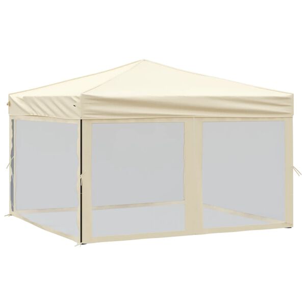 vidaXL Tenda per Feste Pieghevole con Pareti Laterali Crema 3x3 m