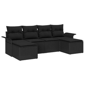 vidaXL Set Divano da Giardino con archiviazione 6 pcs Nero polyrattan