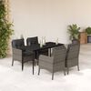 vidaXL Set da Pranzo da Giardino 5 pz con Cuscini in Polyrattan Grigio