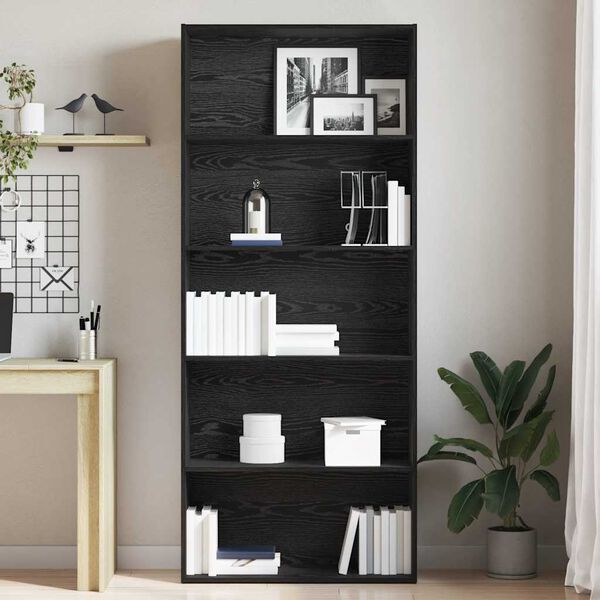 vidaXL Libreria Rovere Nera 80x30x189 cm in Legno Multistrato